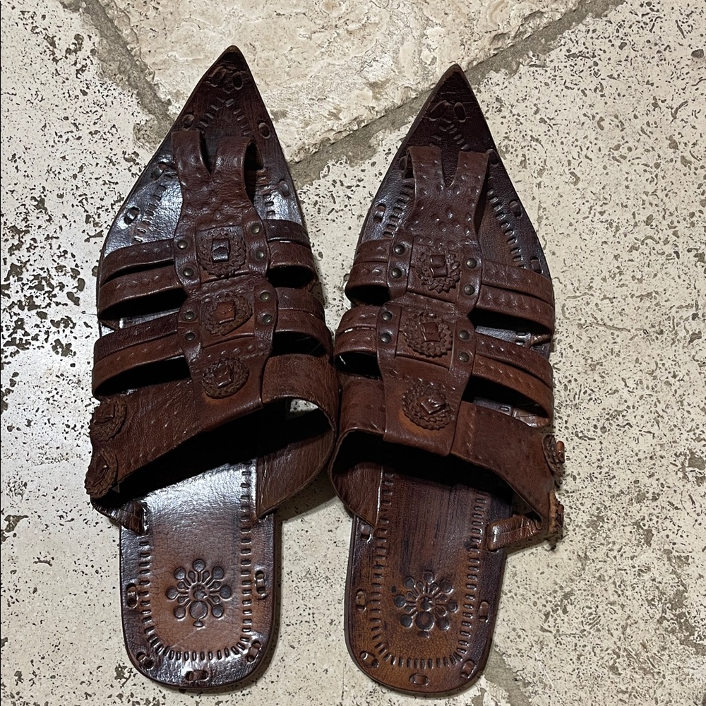 Artisan Men's Dark Brown Leather Sandals